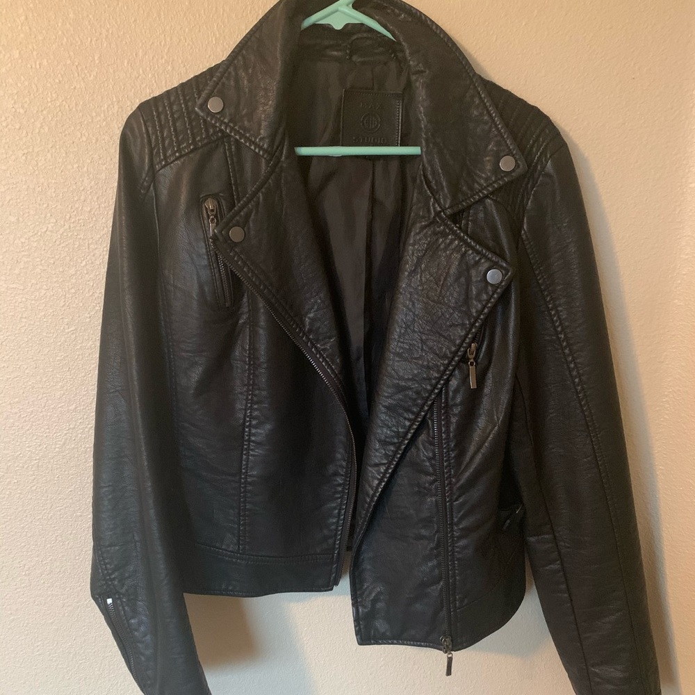Faux leather moto jacket